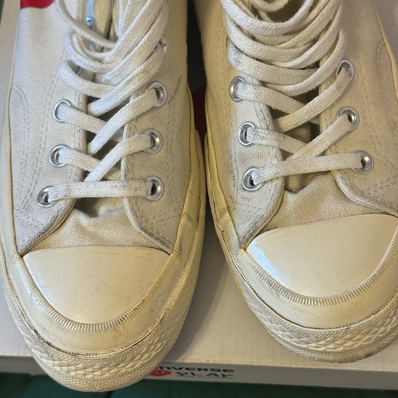 Converse White and Red High-Top Sneakers - Picture 5 of 7